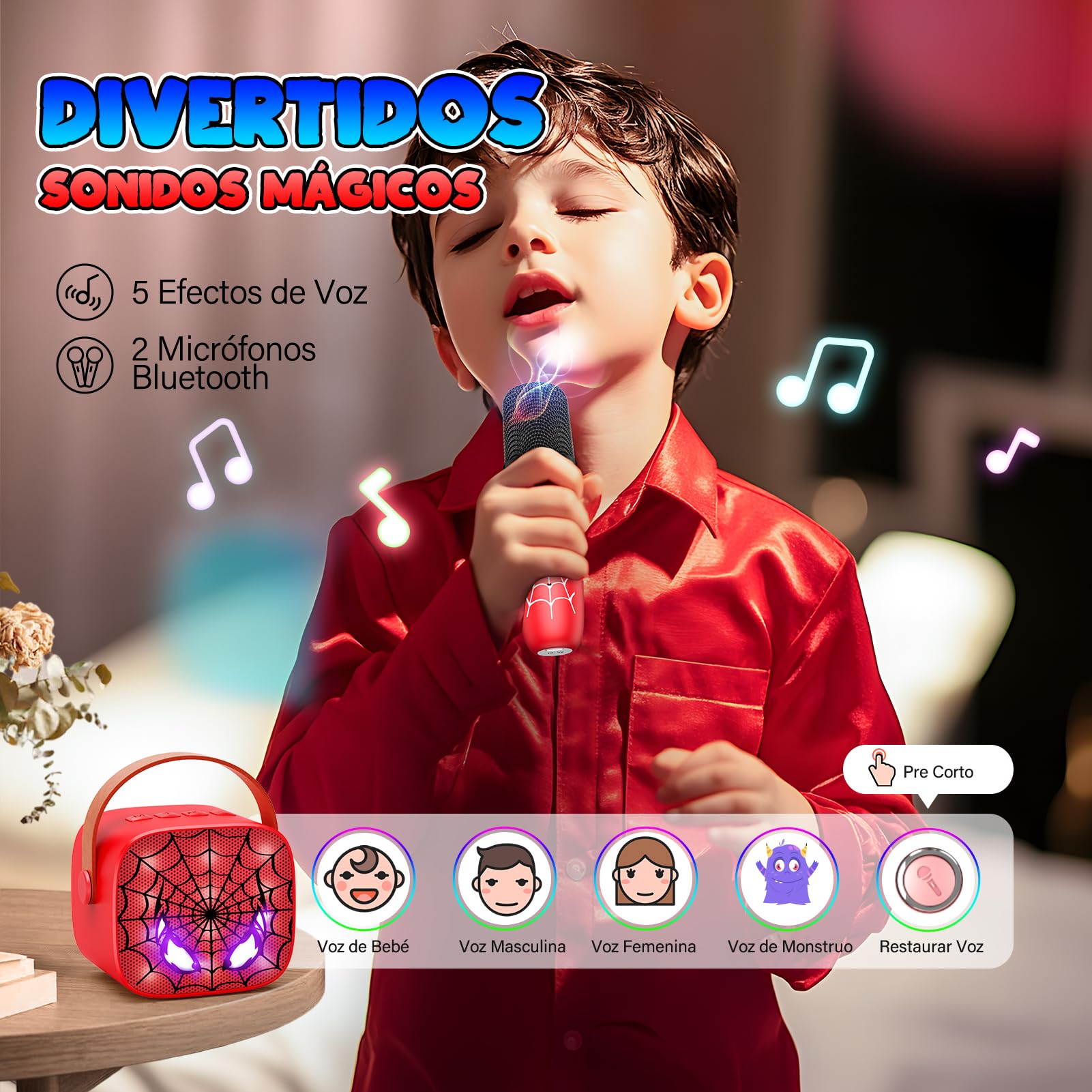 Braxel Regalo Niño 3-12 Años, Karaoke Infantil con 2 Microfono Bluetooth Juguetes Niños 3-12 Años Microfonos Inalambricos Karaoke Regalos Navidad para Niños Micrófono para Cantar Microphone