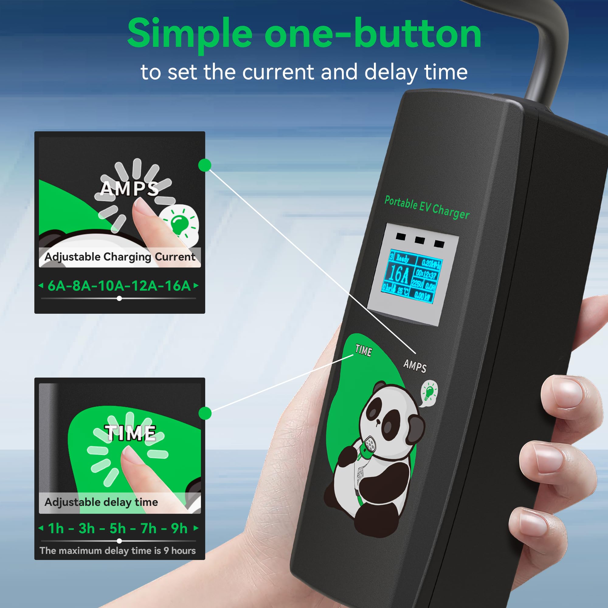 KHONS Cavo di Ricarica Tipo 2 con Spina CEE 5 Metri 6-16A trifase 11kW IP65 Stazione di Ricarica Mobile Wallbox per IEC 62196-2 con Borsa per Il Trasporto