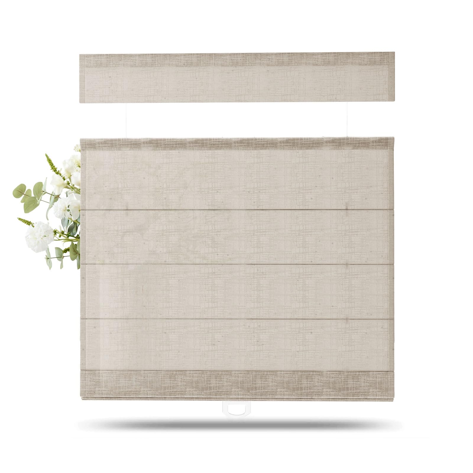 TWOPAGES Liz Linen Top Down Bottom Up Roman Shades for Windows, Birch