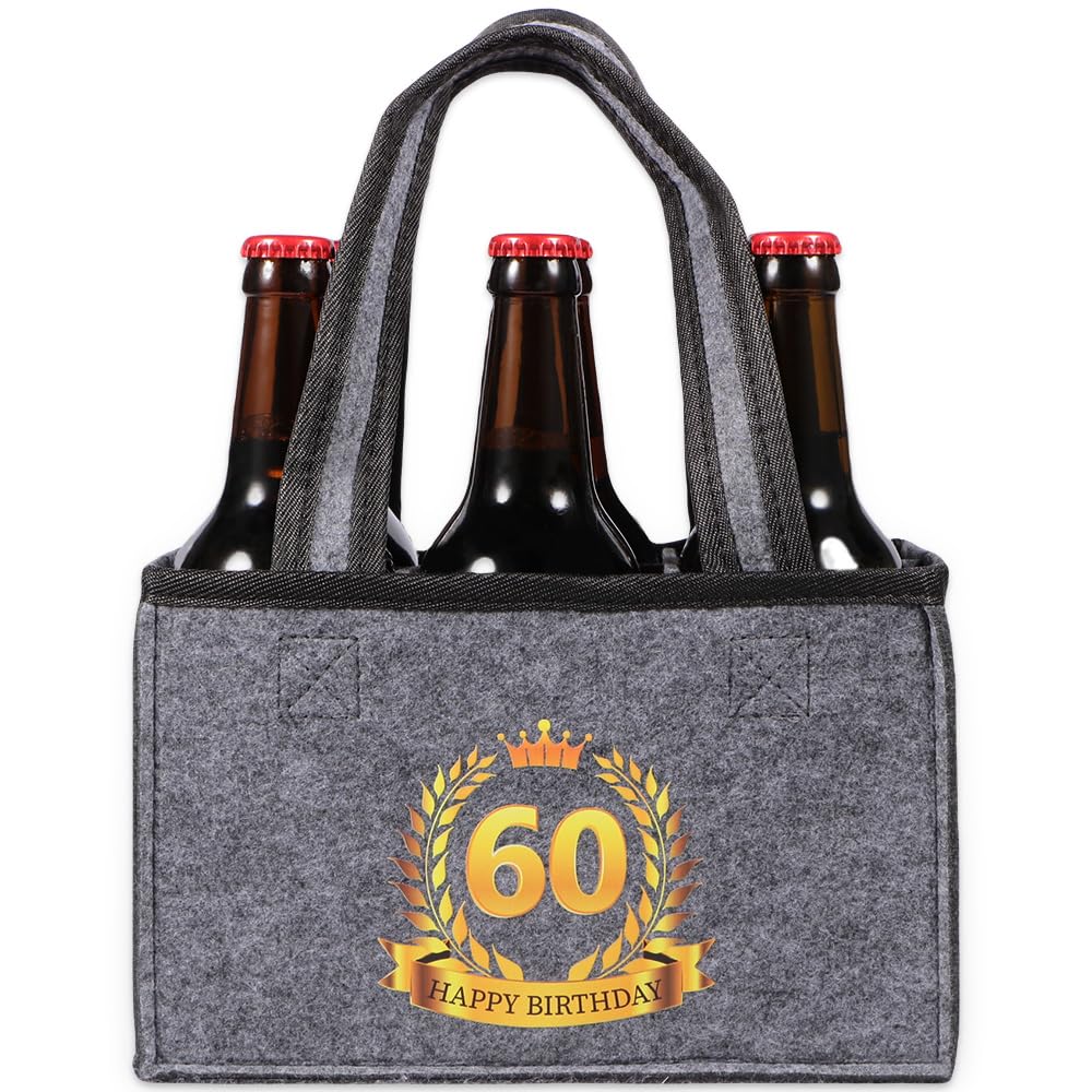 UV STYLISH Cool 60th Birthday Bag Beer Gifts For Men, Dad, Him, Husband, Boyfriend,Brother，Happy Birthday Party Favors Decorations Beer Tote Bag