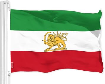 G128 Old Iran Lion Iranian Lion Flag | 3x5 Ft | LiteWeave Pro Series Printed 150D Polyester | Country Flag, Indoor/Outdoor, Vibrant Colors, Brass Grommets