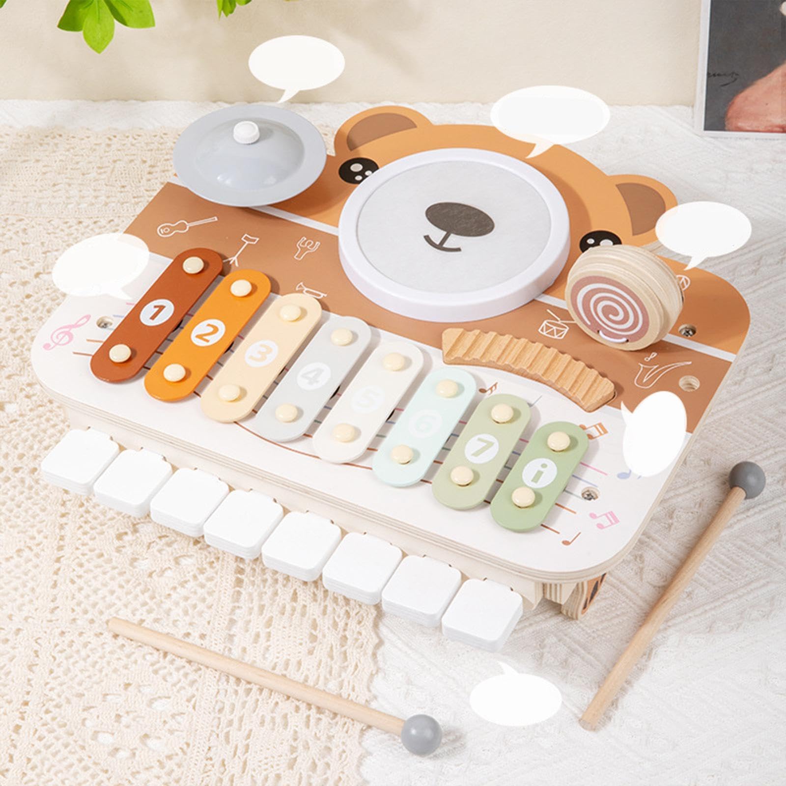 Clavier pour Bébé Préscolaire Xylophone En Bois pour Les Tout-petits 18 Mois + Filles Garçons