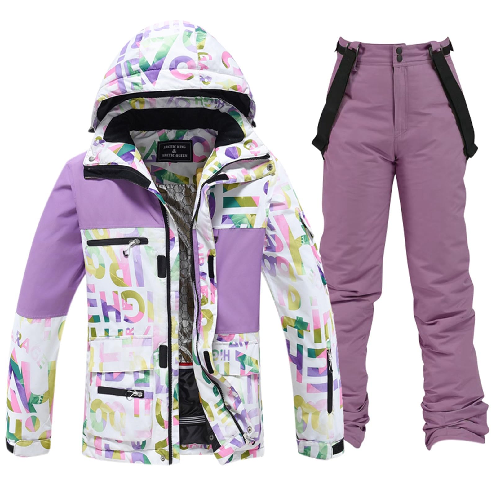 Conjunto de chaqueta de esquí y pantalones de esquí para mujer, traje de esquí de 2 piezas, traje de nieve de 10.000 mm, columna de agua de 10.000 mm, chaqueta de nieve, transpirable,