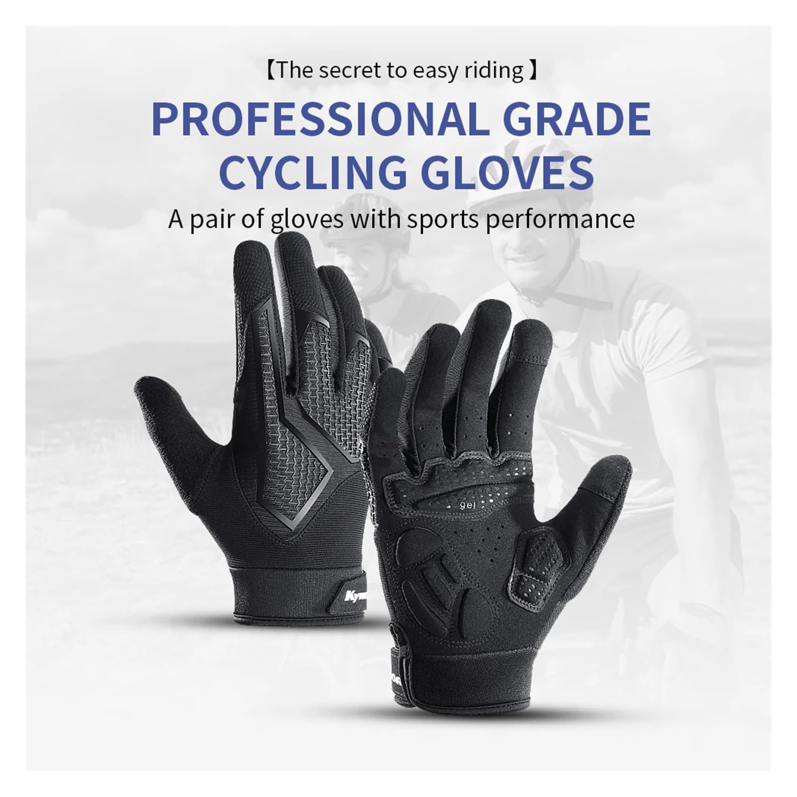 Guantes de ciclismo antideslizantes con absorción de golpes y dedos largos para hombre, transpirables, protector solar, pantalla táctil