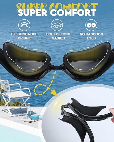 Miniatura 4 de Gafas de natación, antivaho y UV, gafas de natación transparentes, gafas de natación a prueba de fugas para adultos, hombres y mujeres