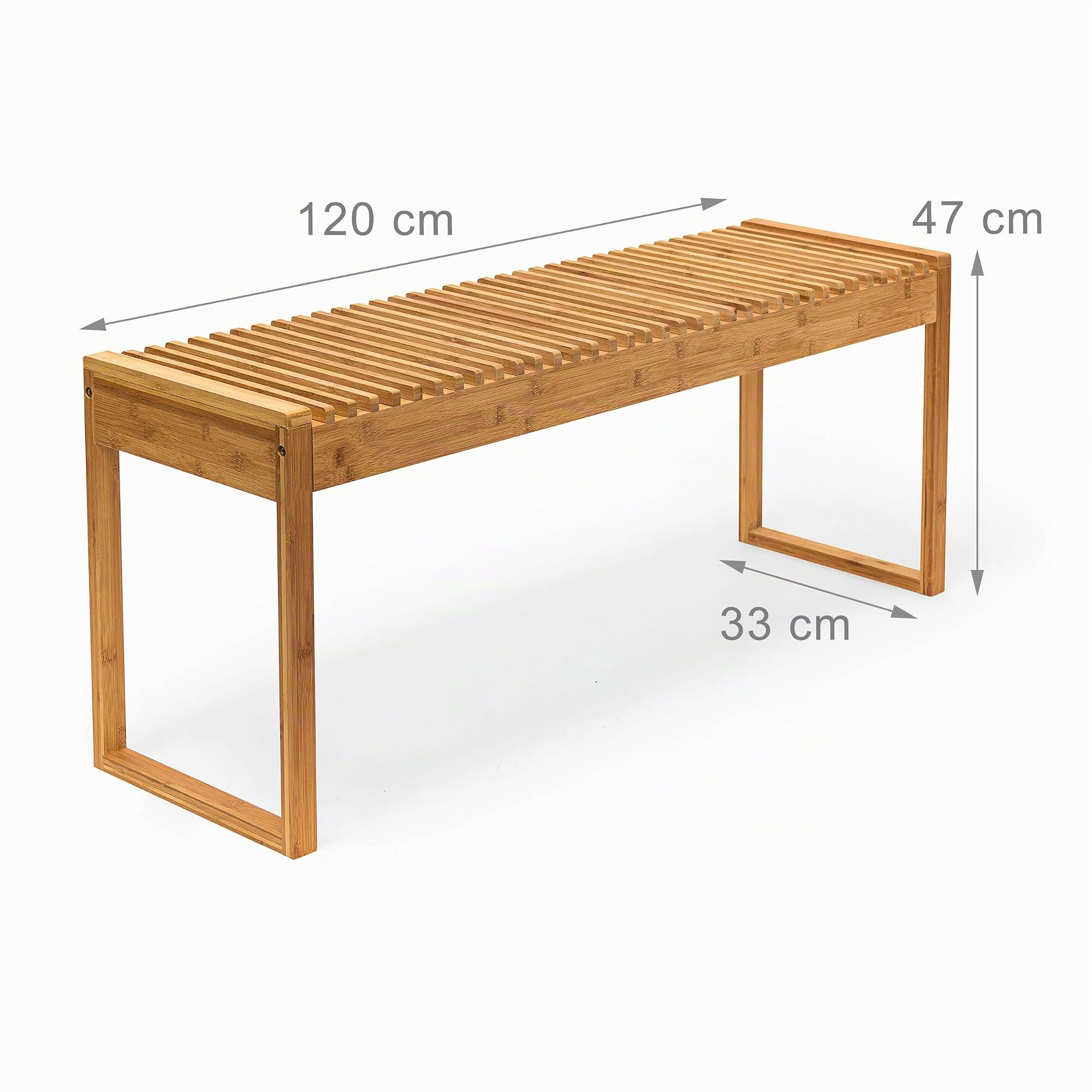 Relaxdays Banc en bambou HxlxP : 47 x 120 x 33 cm banquette jardin Terrasse balcon 3-4 places entrée couloir, Marron