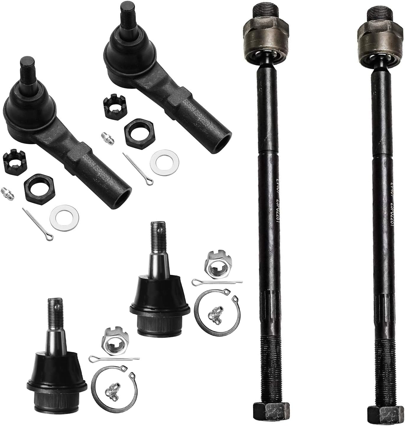 Detroit Axle - Front Ball Joints Tie Rods for 2002-2005 Dodge Ram 1500 2003 2004, 2 Lower Ball Joints 4 Inner and Outer Tie Rods Replacement