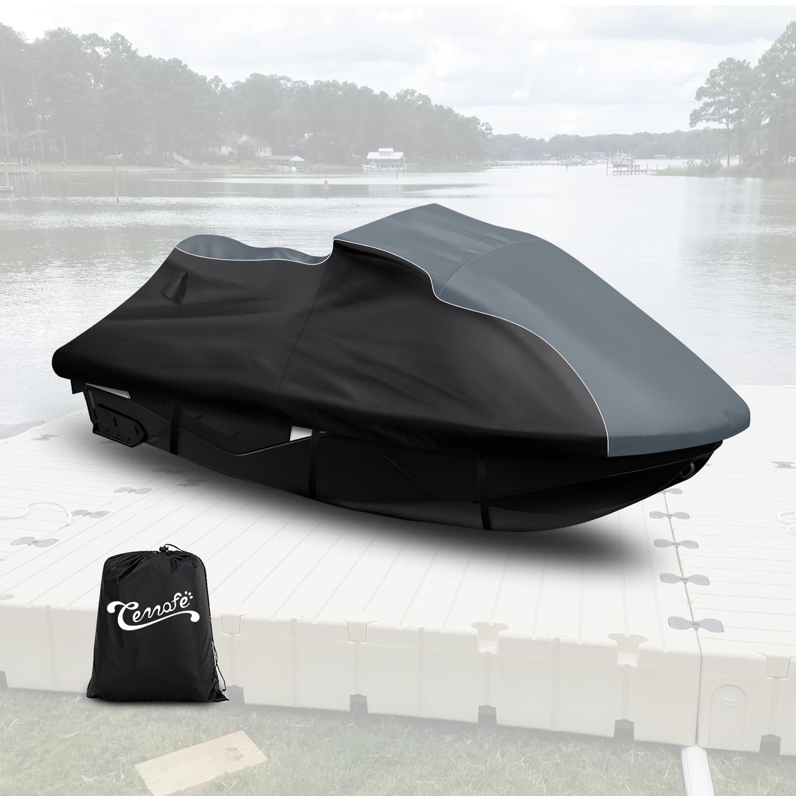 Waterproof Jet Ski Cover Compatible with Sea-doo Spark 2up Spark Trixx 2up 2014-2024, 600D Heavy Duty Jetski Cover, Trailerable Jetski Cover with Air Vents