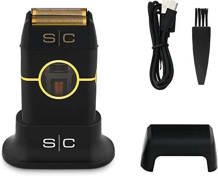 Stylecraft Instinct Metal Professional Foil Shaver by Gamma+ | Cordless Beard & Hair Shaver for Men | 150-Min Runtime | USB-C Charging | Hypoallergenic Foil | Full Metal Body Black