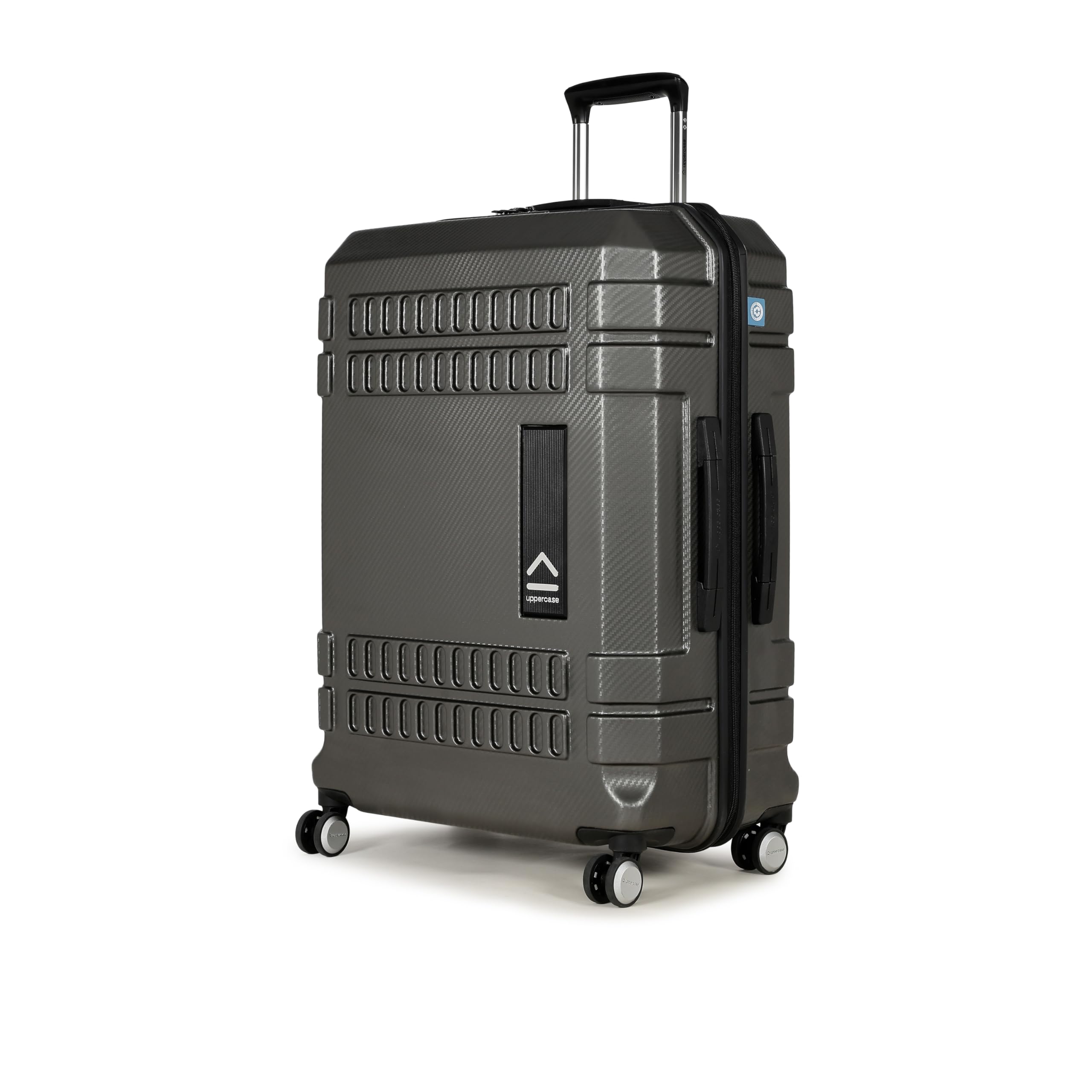 Bullet Carbon Large Check-in Hardsided Polycarbonate Luggage, 8 Wheel Antiscratch Eco Trolley Bag with Flushed TSA Lock and Anti Theft Zippers, Travel Suitcase for Men and Women (Grey)