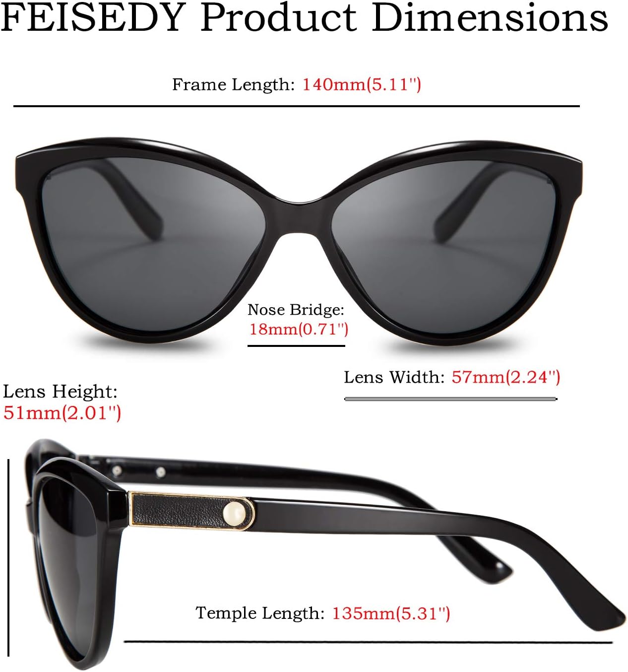 FEISEDY Classic Cateye Polarized Sunglasses for Women 100% UV Protection B2512 - Image 6