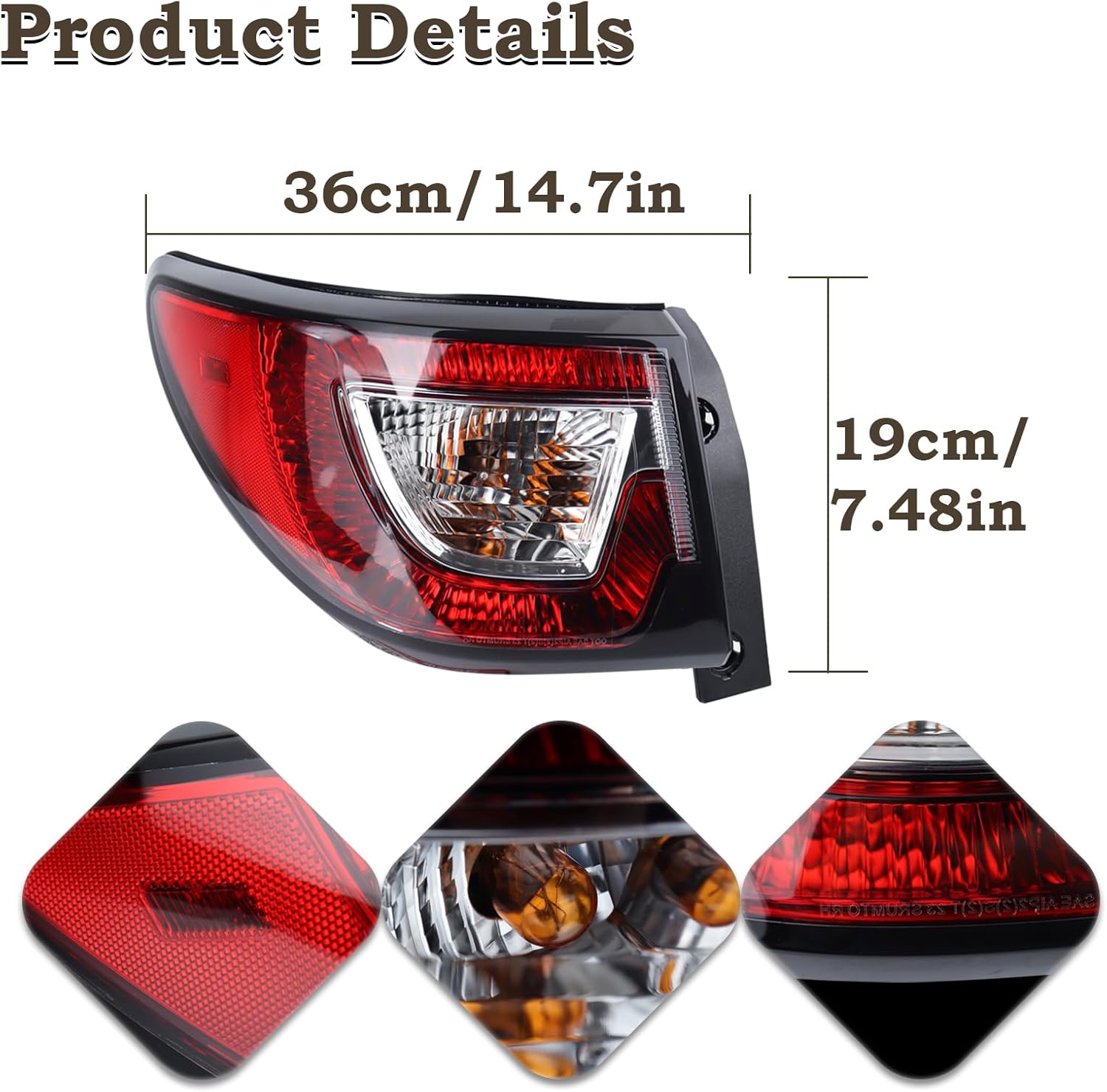1 Pair Tail Light Rear Lamp Compatible for 2013-2017 Chevy Traverse Left Driver And Right Passenger Side With Bulbs Both Lights 84266019 23301756 GM2804112 84266020 23301757 GM2805112
