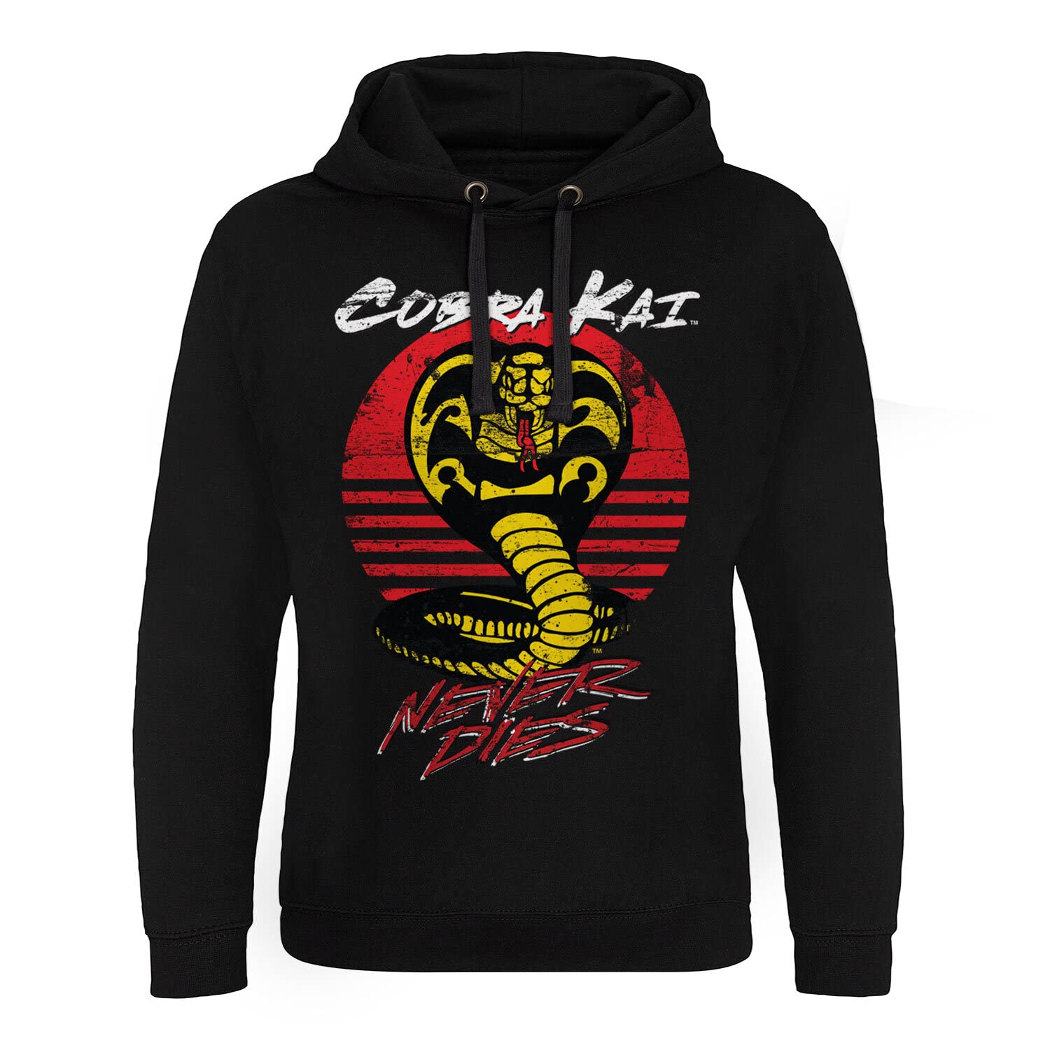 Cobra Kai Officially Licensed Never Dies Epic Hoodie (Black), Medium