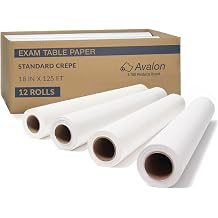 TIDI 613 Avalon Exam Table Paper, White, 18 x 125 Pack of 12 Standard Crepe Paper Hygienic Barrier for Medical Offices, Exam Rooms, Daycare Centers, Spas, Tattoo Studios Medical Supplies