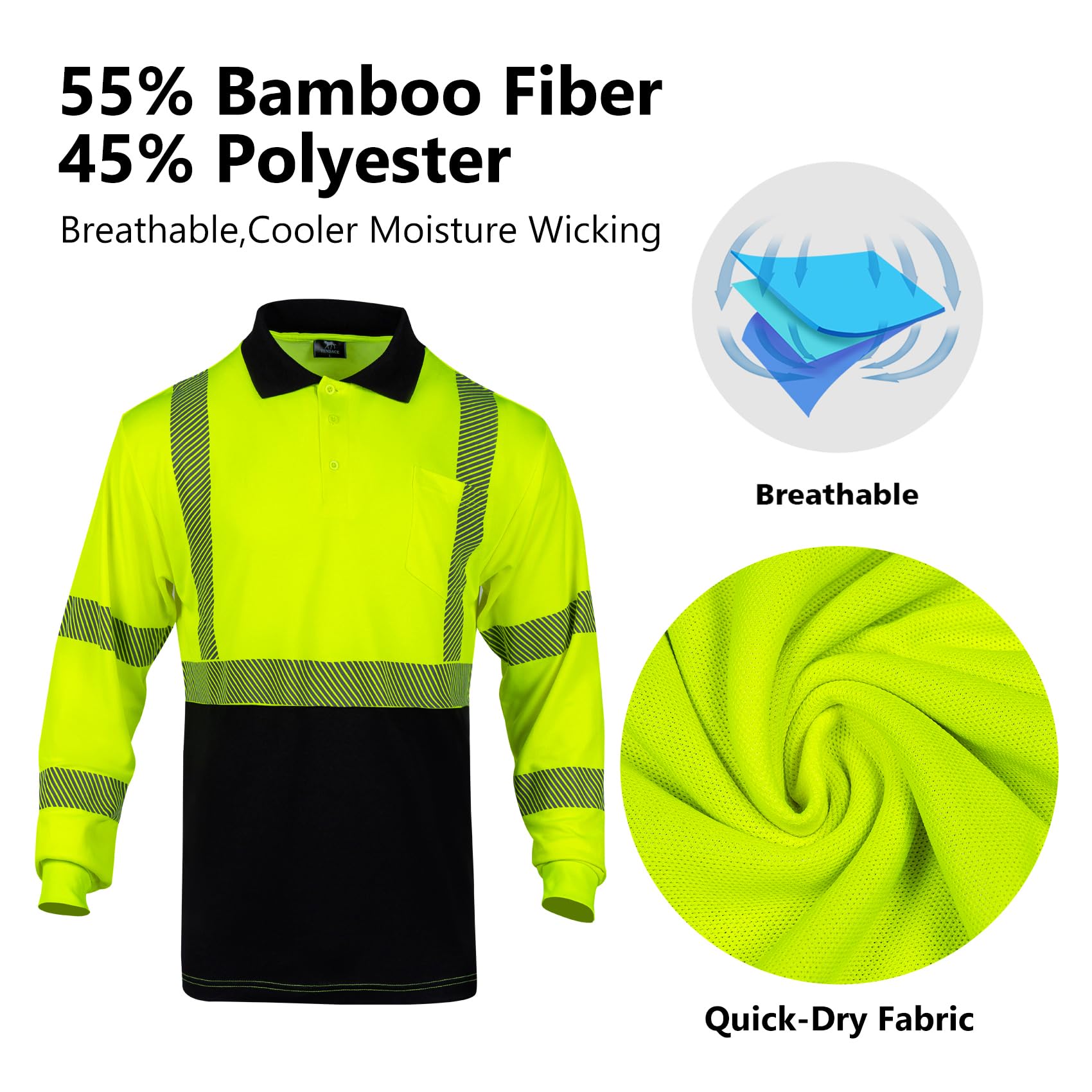 Snapklik.com : VENDACE 3 Pack Hi Vis Long Sleeve Safety Reflective Polo ...