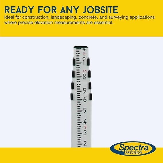 Spectra Precision GR151 Telescopic 5 Section, Rugged Aluminum Grade Rod, Tenths (10ths), 15 ft Length