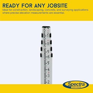 Spectra Precision GR151 Telescopic 5 Section, Rugged Aluminum Grade Rod, Tenths (10ths), 15 ft Length
