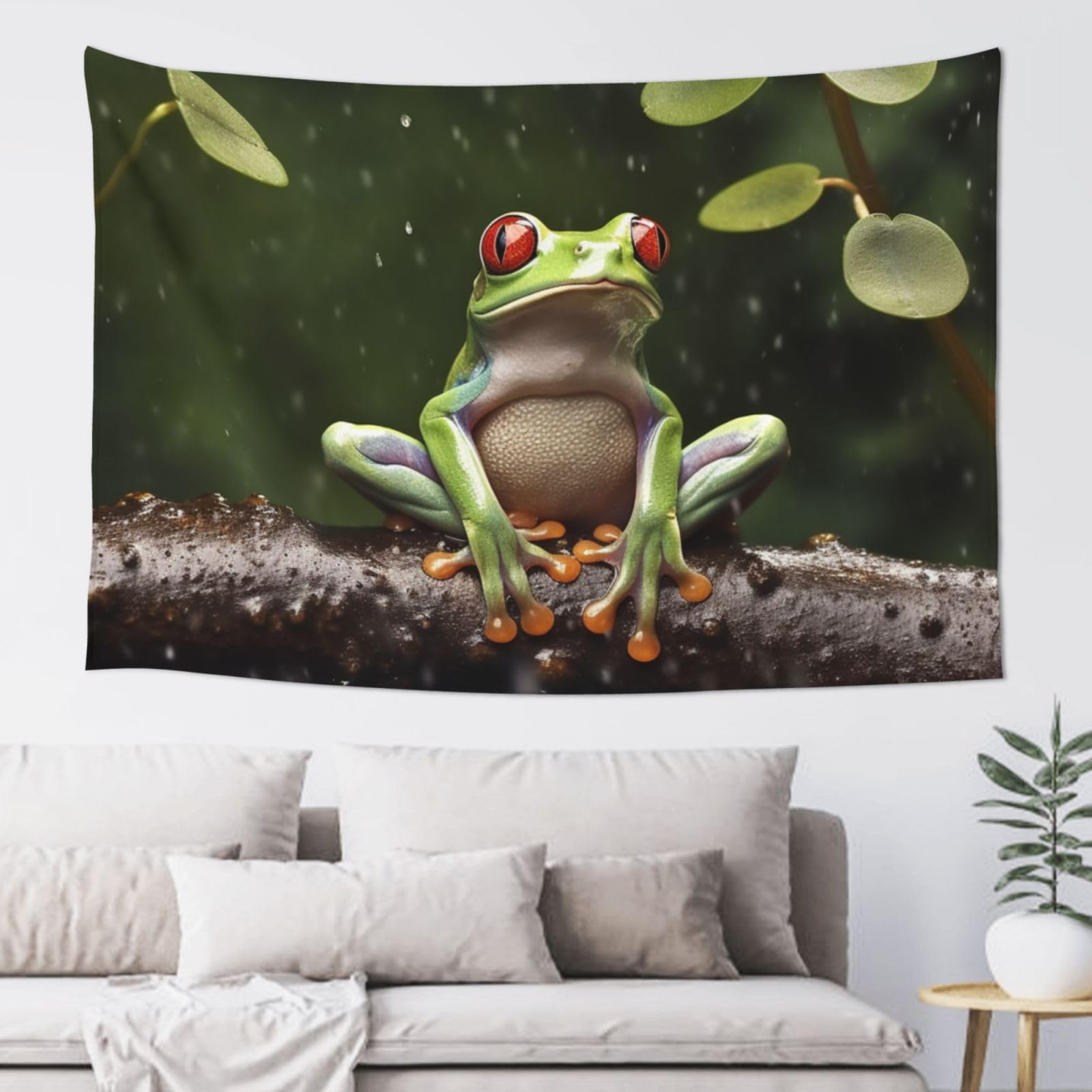Fodpand Black Peace Tree Frog Tapestry Dorm Decor, Party Backdrop Aesthetic Tapestries Wall Hanging Banner For Bedroom, Modern Wall Art Poster Blanket, Home Decor Wall Tapestry 60"X40"