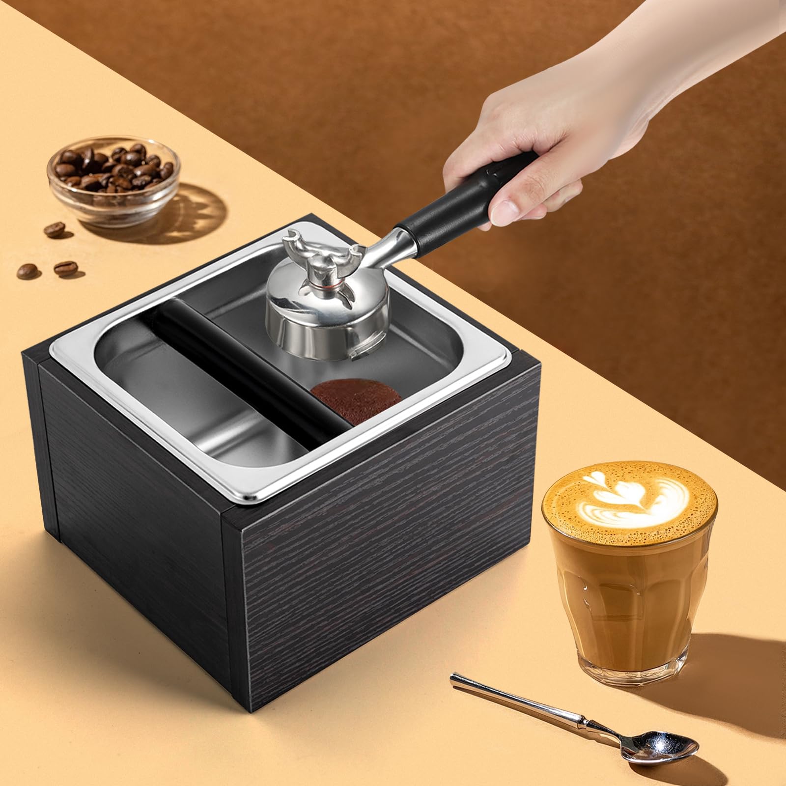 Boîte à Café En Acier Inoxydable - Récipient à Marc Et Frapper Avec Poignée - Idéal Pour Porte-Filtre