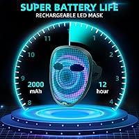 Vista 5 de Ompusos LED Mask with Gesture Sensing, Light-Up Transforming Face Cover for Halloween, Christmas, Cosplay & Birthday Parties