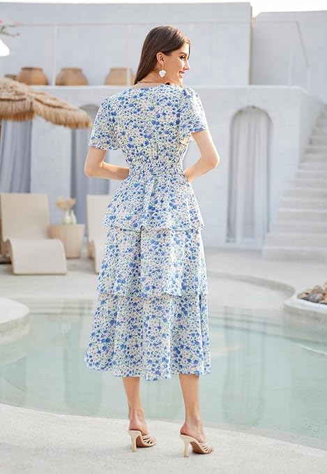 PIECES jurk PCNYA met all over print zwart/groen/beige
