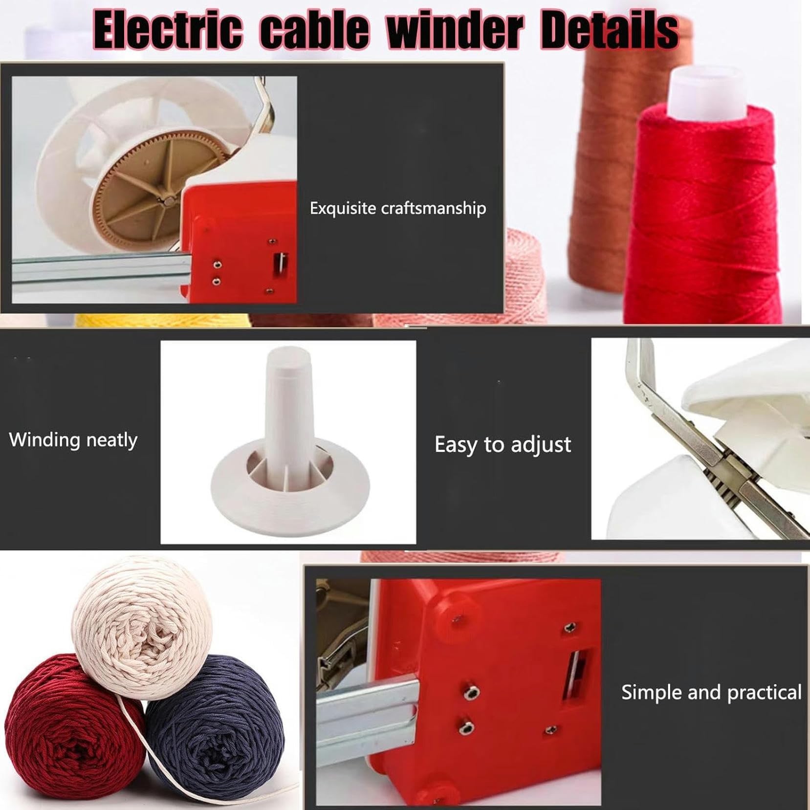 Máquina De Bobinado Eléctrico, Bobinador De Bola De Hilo, Hilo De Rodillo De Tejido Automático, Bobinador De Ritmo De Hilo De Hilo De Rollo De Tejido Eléctrico, para Lana, Cuerda, Nylon
