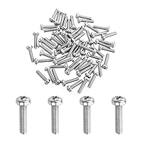 Vista 121 de MroMax 30 tornillos de máquina Phillips de cabeza plana M2 x 0.197 in, acero inoxidable 304 18-8, rosca completa, tornillos de cabeza cruzada gris