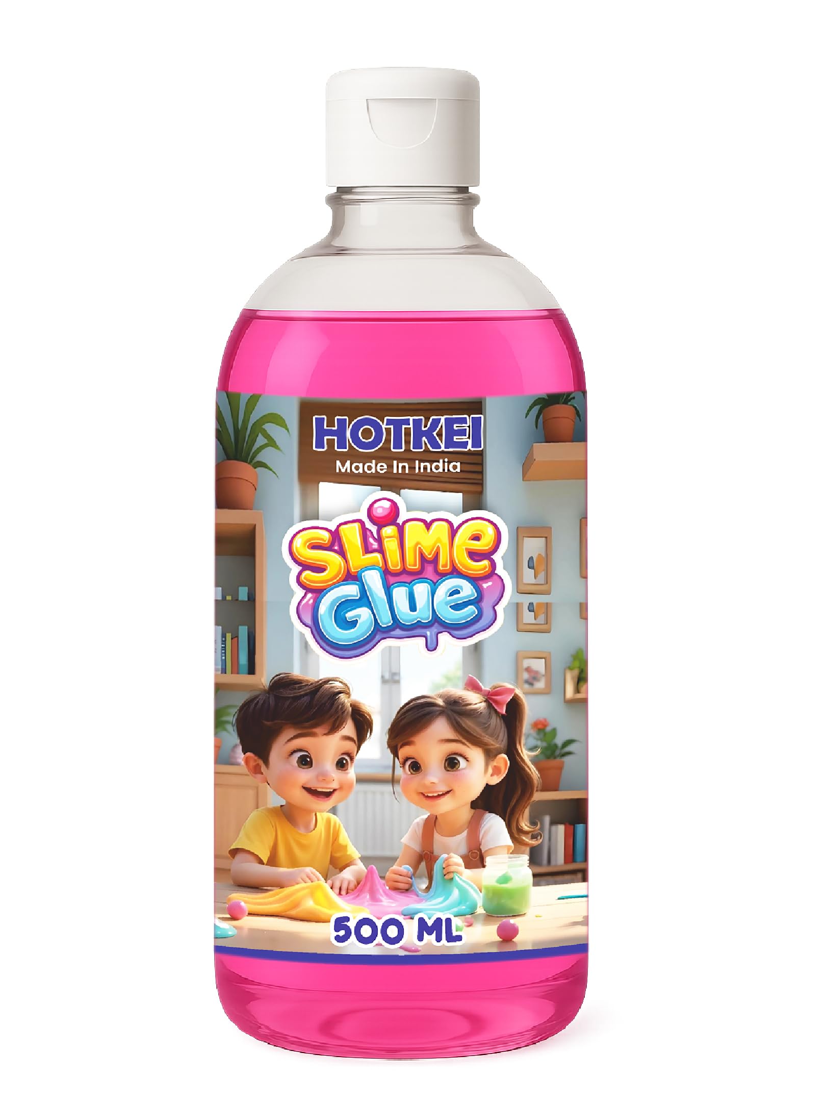 HOTKEI 500 ml Pink Slime Glue DIY Magic Jelly Putty Toy for Slime Making Maker kit Set Liquid Gel Games Birthday Gift Toys for Boys Girls Kids for Making Slimes at Home 3 to 10 Years