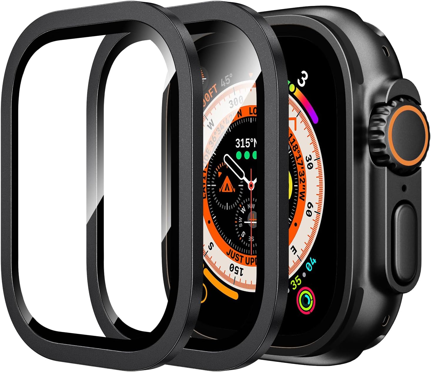 WSKEN for Apple Watch Ultra 3/Ultra 2/Ultra Screen Protector 49mm,9H Tempered Glass + Titanium Alloy Frame, [Keep Original] [Touch Sensitive] Lightweight Protective Glass Film for iwatch Ultra 3/2/1 Black apple watch ultra 3 / ultra 2 / ultra 49mm