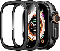 Vista 1 de WSKEN for Apple Watch Ultra 3/Ultra 2/Ultra Screen Protector 49mm,9H Tempered Glass + Titanium Alloy Frame, [Keep Original] [Touch Sensitive]