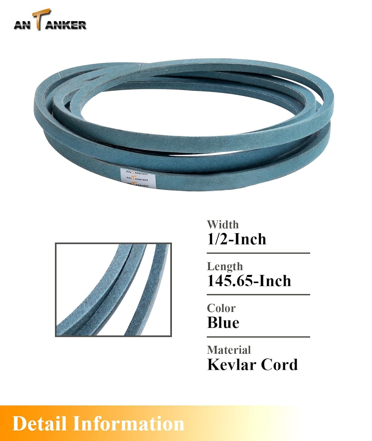 GX26422 Deck/Drive Belt Replace for John Deere Zero-Turn Z355E ZTRAK, Z355R ZTRAK, Z375R ZTRAK, 1/2x145.65 Kevlar Belt