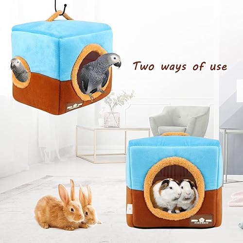 Miniatura 5 de Casa nido de loro de gran tamaño Invierno cálido pájaro acurrucarse cabaña colgante de pájaros casa jaula escondida cueva cama para pájaros grandes