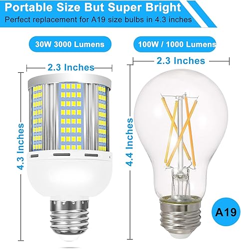 Miniatura 9 de Bombillas LED de maíz de 100 W, 12000 lúmenes, luz blanca diurna de 6000 K, bombilla LED de maíz con base E26E39, AC85-265V, reemplazo LED de haluro