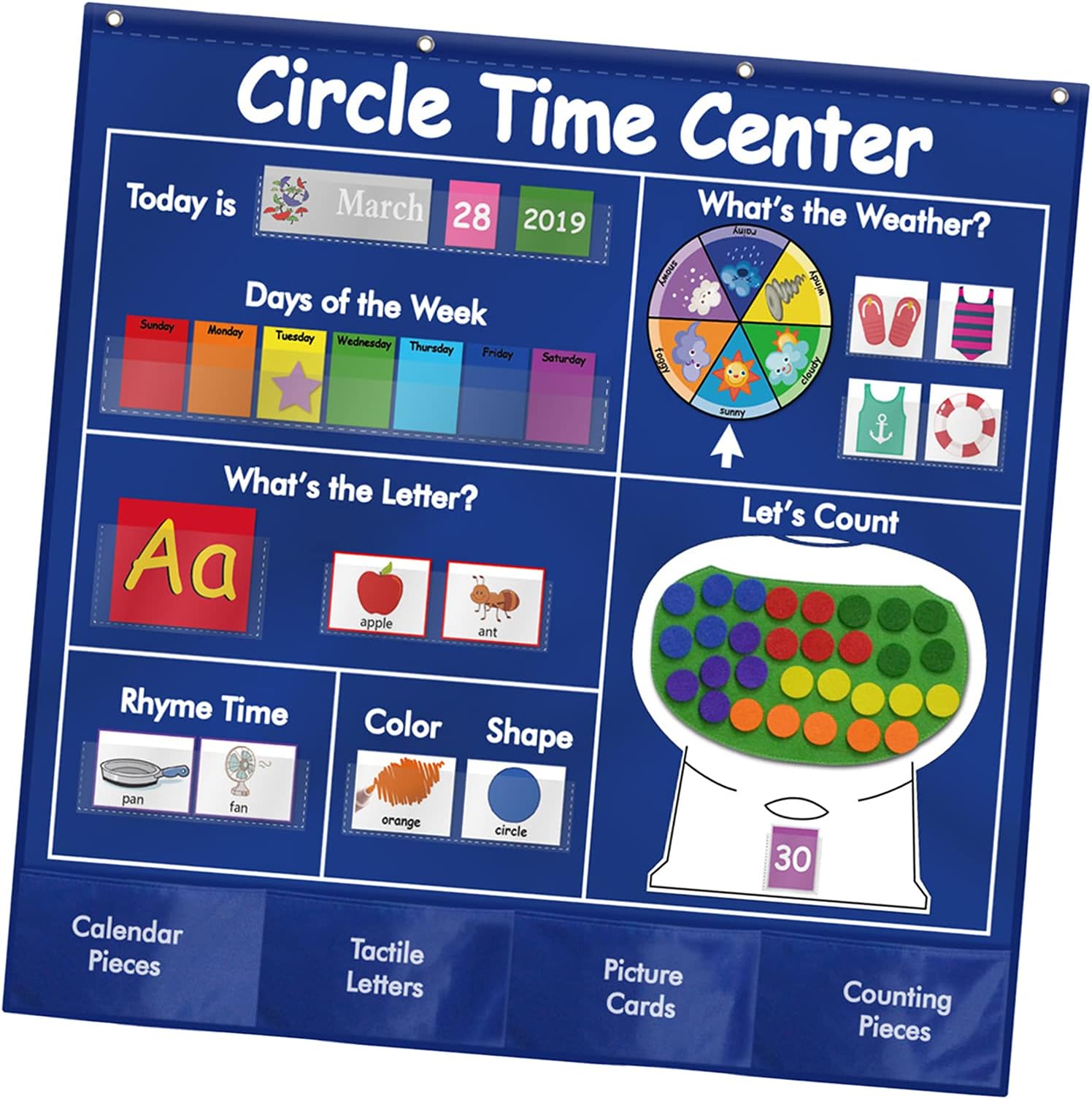 217 Cards Circle Educational Preschool Educational Calendar Cards,Alphabets,Counting for Nursery Homeschool Kindergarten Classroom Educational Kit Christmas Birthday Gift