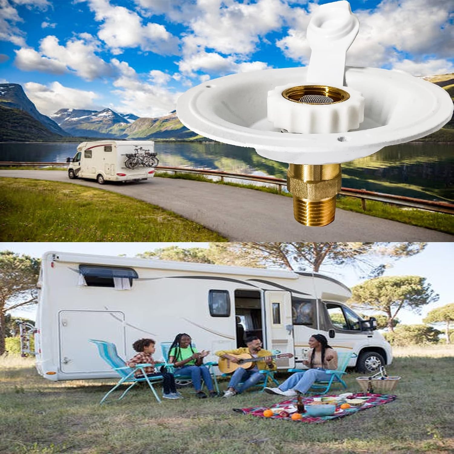 RV Water Inlet Replacement with Check Valve, 3/4" NH to 1/2" NPT | Lead-Free Brass Body, Leakproof Check Valve, Corrosion Resistant, Easy Install, Fits RV Camper Marine Trailer