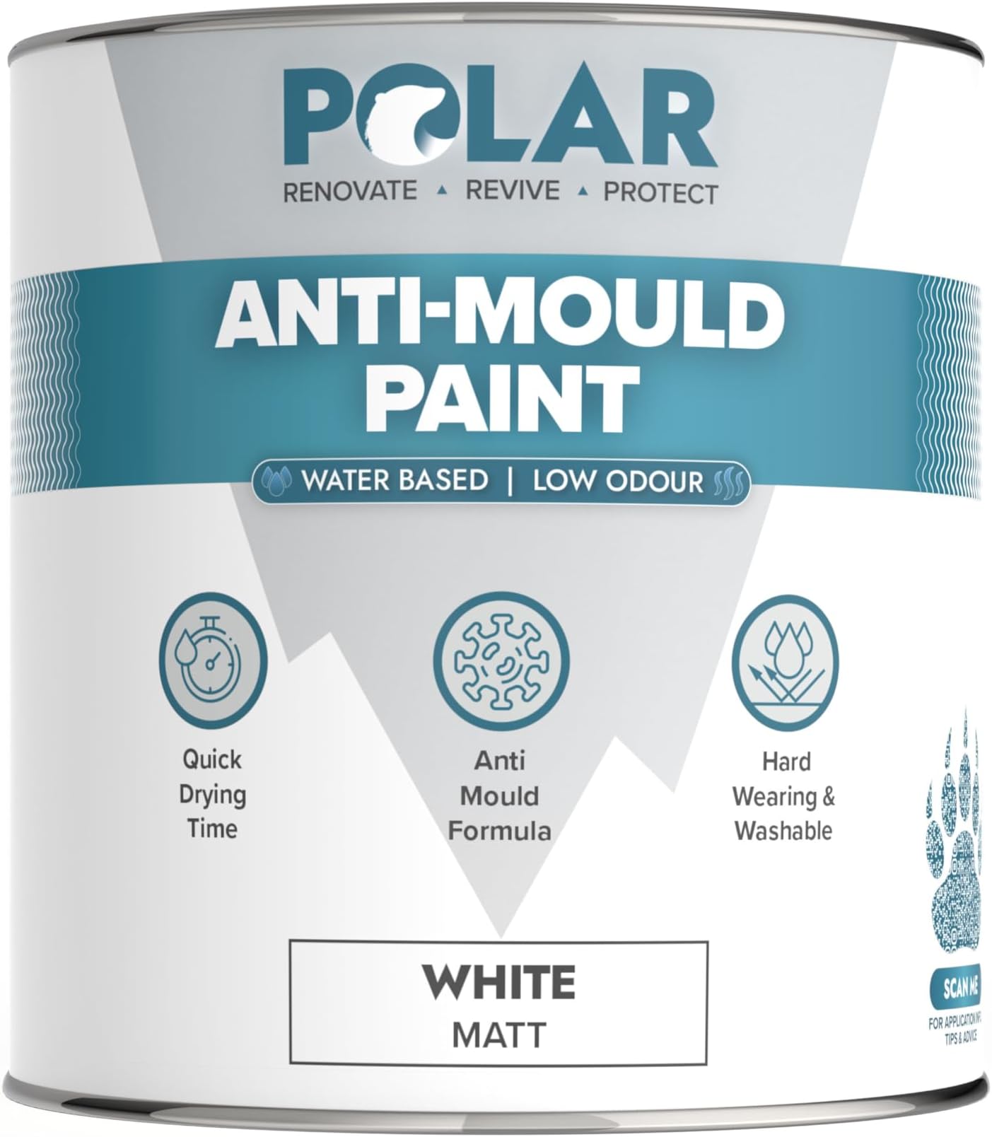 Polar Specialist Coatings Anti Mould Paint - Brilliant White Matt Finish - 500ml - Prevent & Control Mould On Internal Walls & Ceilings - Easy To Apply