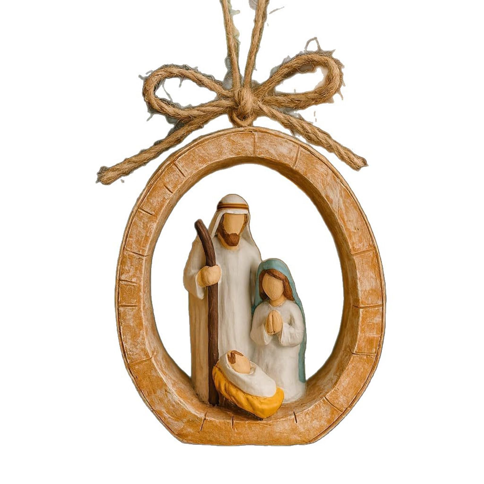 hogtnd Resin Nativity Scene Statue Hanging Decoration Ornament Wall Decor Resin Nativity Scene Birth Scene Spiritual