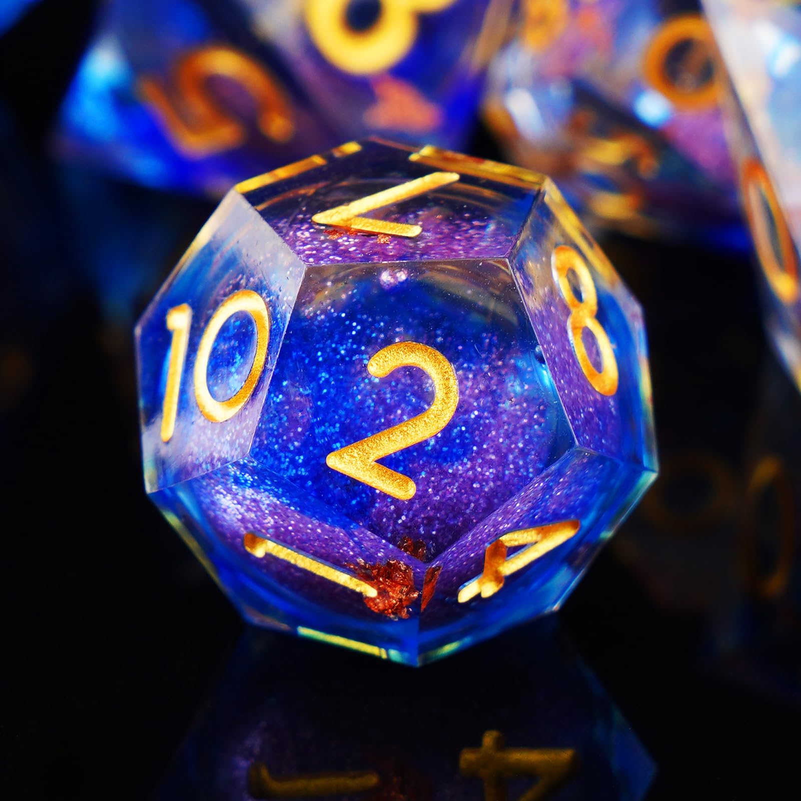 ORUZA 7 PCS Liquid Core DND Dice Resin Sharp Edge Dice Polyhedral D&D Dice Set for Dungeons and Dragons RPG MTG Role Playing Game Dice D20 D12 D10 D8 D6 D4 D% - Image 3
