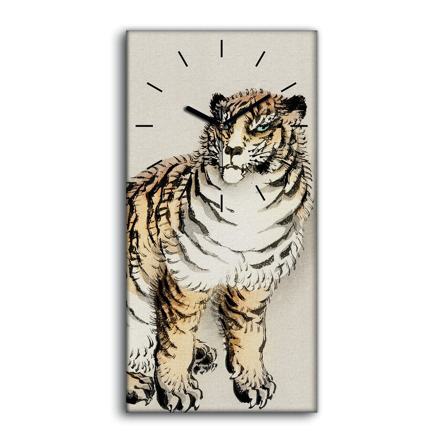 Horloge sur Toile Tigre Asiatique pour une Ambiance Zen et Silencieuse au Salon