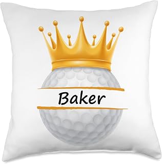 Custom Name Baker Boy Golf Hobby Men Husband Novelty Golf Personalized Name Baker Sports Dad Throw Pillow, 18x18, Multicolor