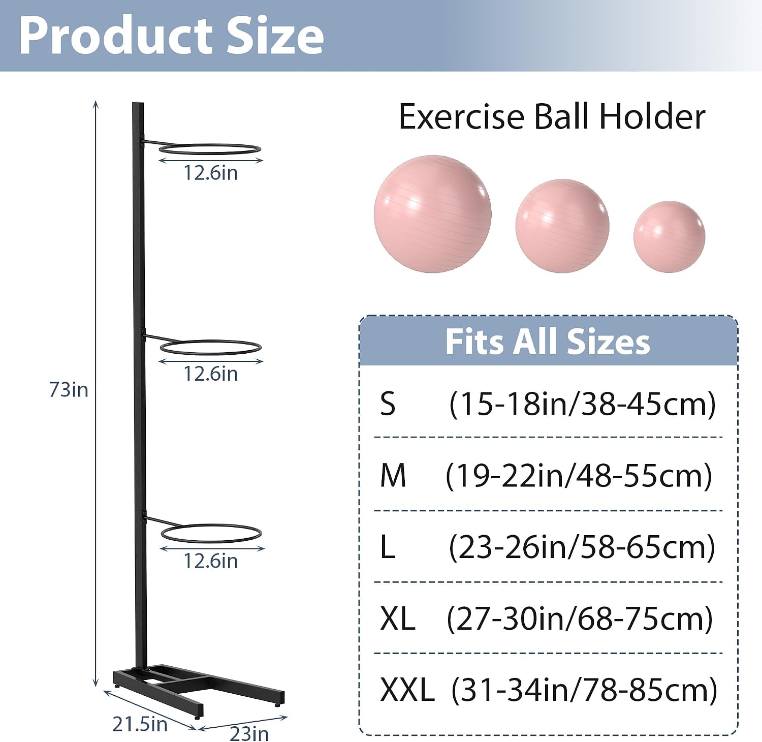 Yoga Ball Holder 3 Tier Exercise Ball Storage Rack