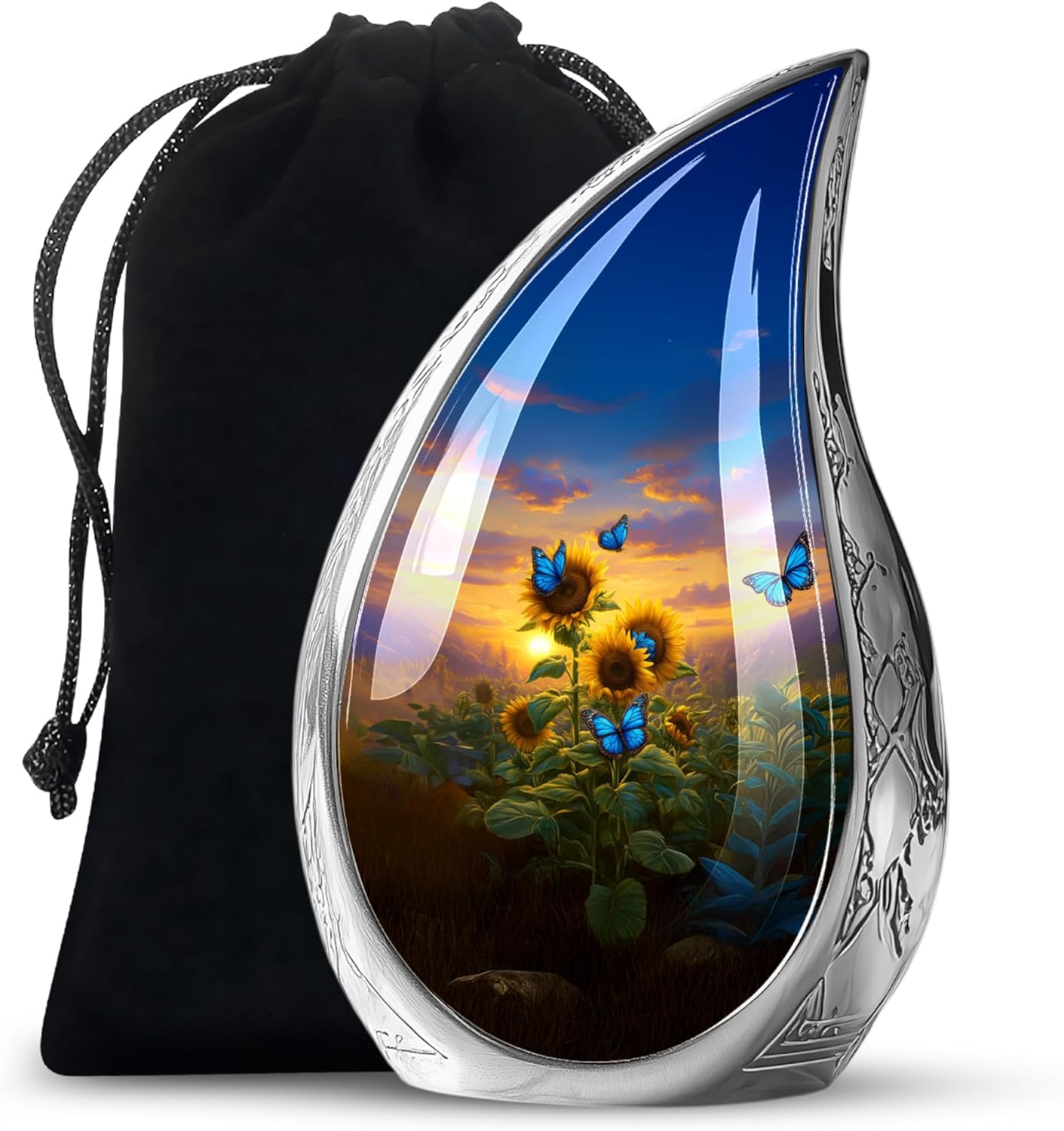 Sunflower Field Urns for Human Ashes Adult Male & Female, Large Cremation Urn for Human Ashes Adult Mom & Dad, Funeral Memorial Urns Mom & Dad 10 Inch