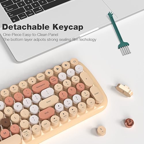 Miniatura 3 de MOFII Teclado Bluetooth inalámbrico para Mac, iPad, iPhone, PC, portátil y Android, conecta hasta 3 dispositivos simultáneamente, máquina de