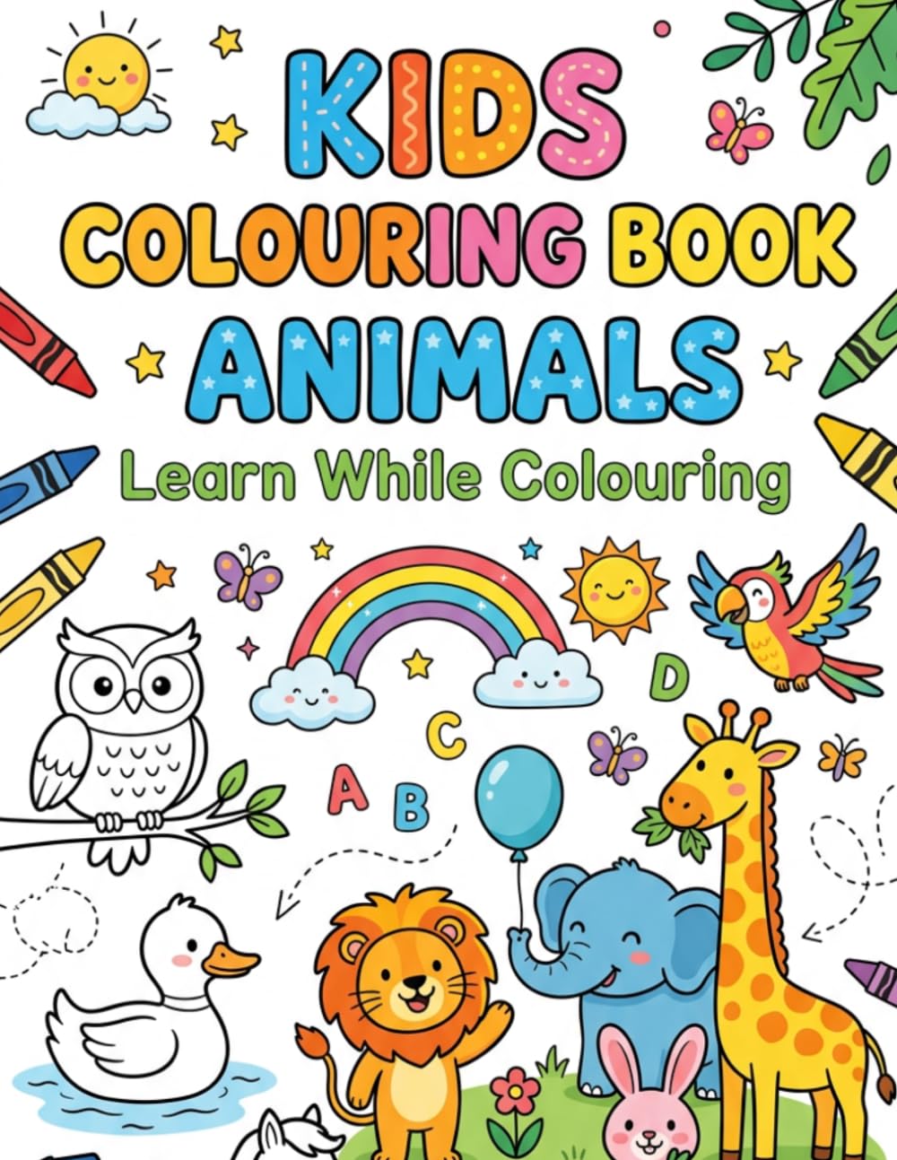 Animal Kingdom: A fun Colouring Book For Kids Aged 3-10: "Learn While Coloring"
