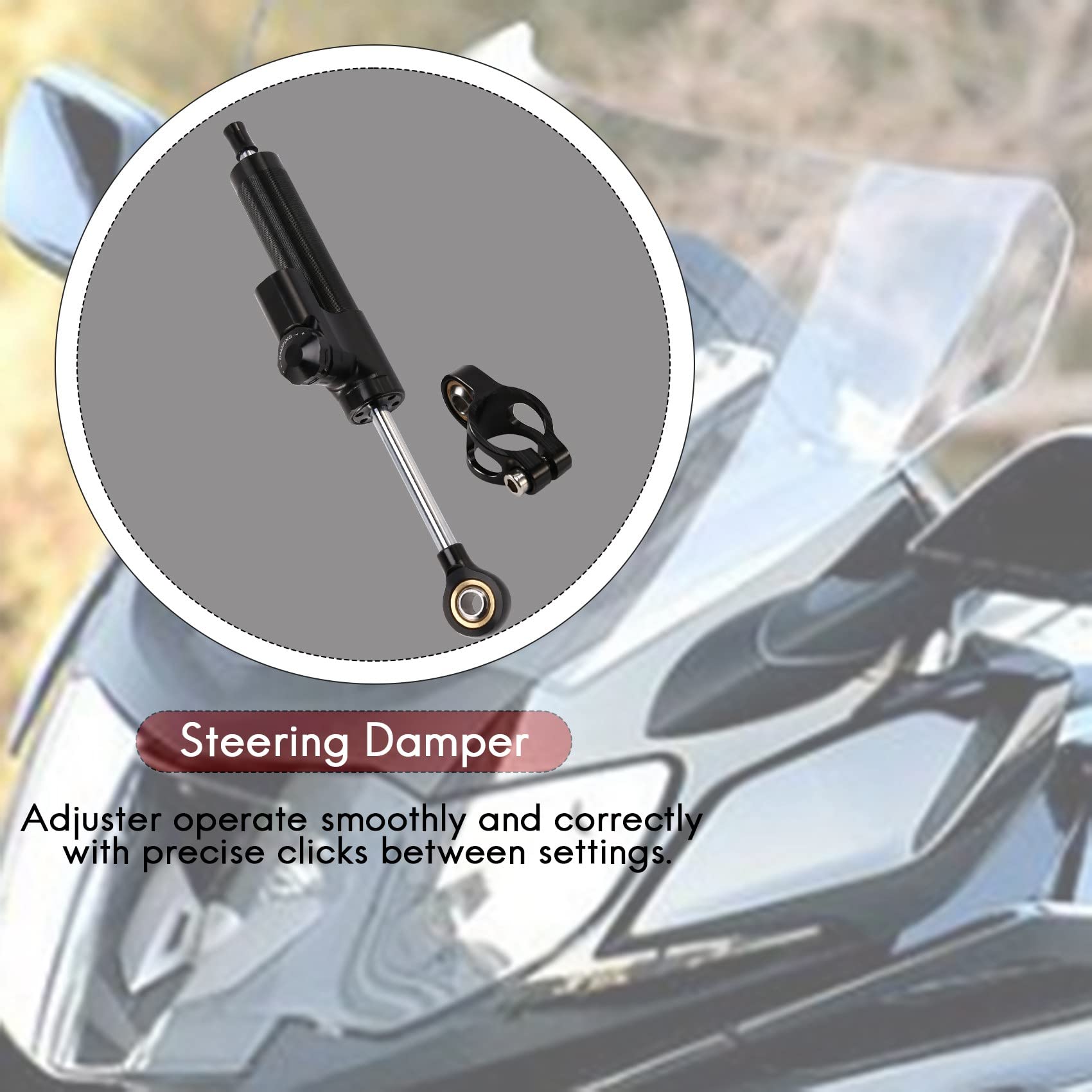 Universeller Lenkungs DäMpfer Motorrad Stabilisator Linear Umgekehrte Sichere Kontrolle CNC für MT09 MT07 YZF R1 R6 Schwarz, 500082134A3