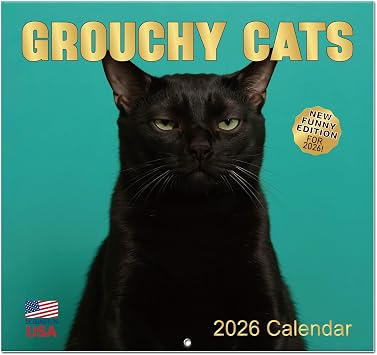 Cat Calendar 2026-12" x 24" Open Funny Cat Calendar 2026, Wall Calendars Planner, Gift for Cats Lovers, Hilarious White Elephant Gifts for Office, Useful Gag Gifts for Friends, Family, Coworkers
