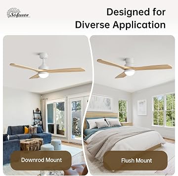 Sofucor 52 Solid Wood Ceiling Fan with Lights and Remote
