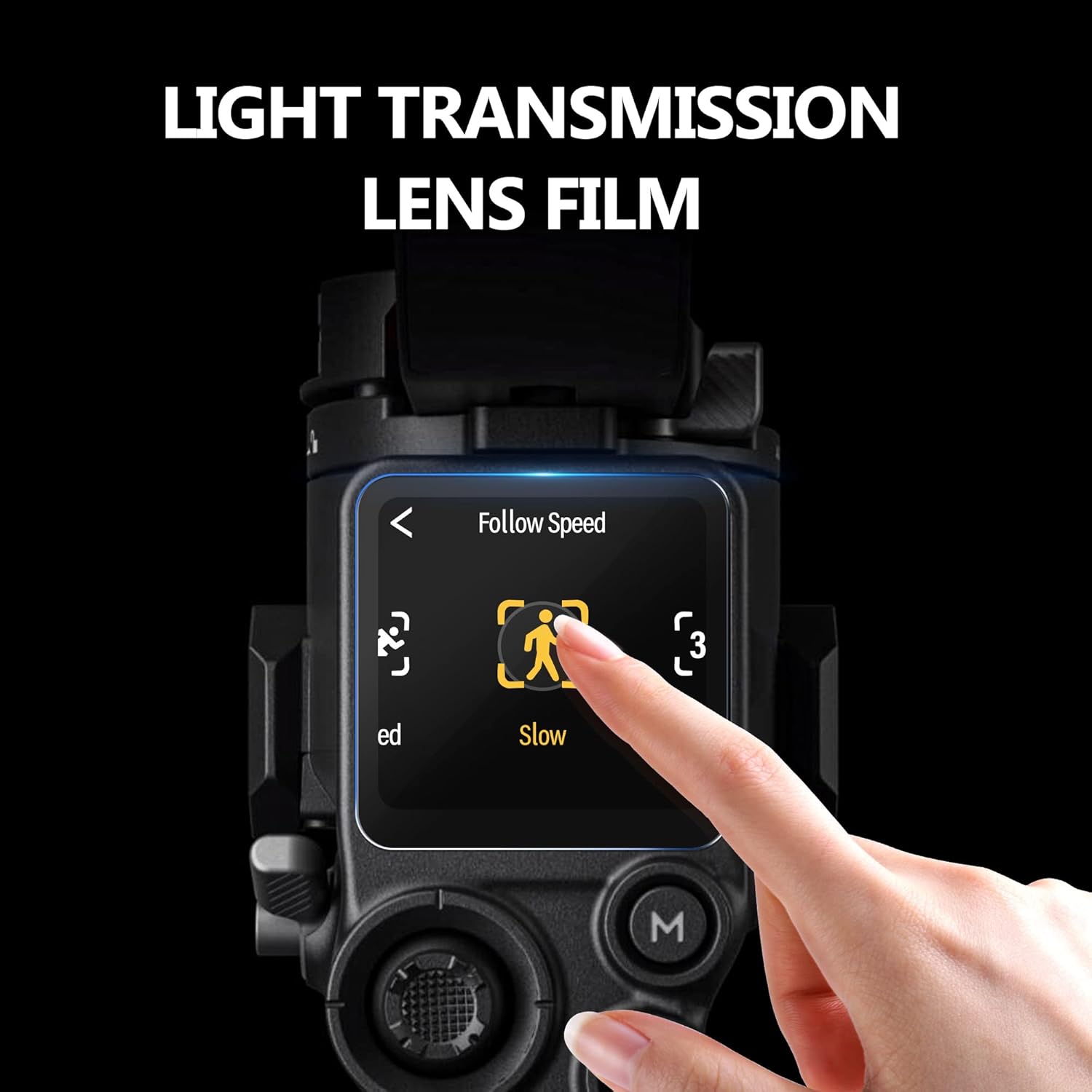 A person using a DJI RS 3 gimbal with the STARTRC lanyard worn around their neck, demonstrating hands-free operation.