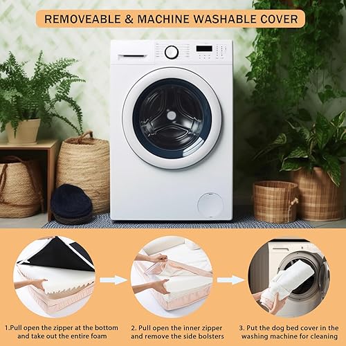 Miniatura 5 de Cama ortopédica para perros grandes, sofá de espuma para perros con funda impermeable extraíble lavable, parte inferior antideslizante, soporte