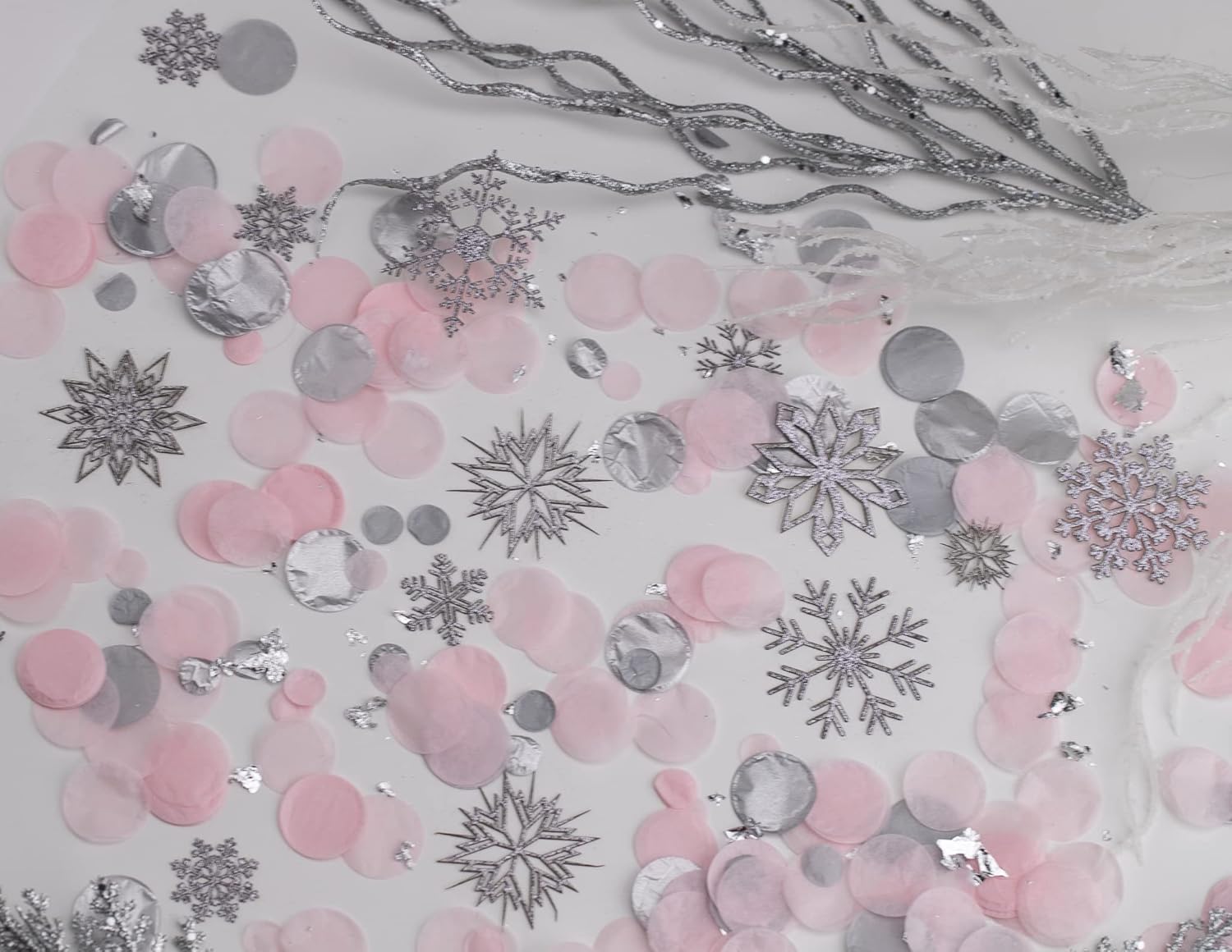 Snowflake Decorations, Snowflake Confetti, Winter Wonderland Baby Shower Decorations, Winter Onederland, 2nd Birthday Pink Snowflake : Handmade Products